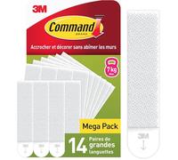 Languettes Accroches Tableaux Grand Modèle, Blanc, 14 X 2, 28 Languettes - Fixation Sans Dommage