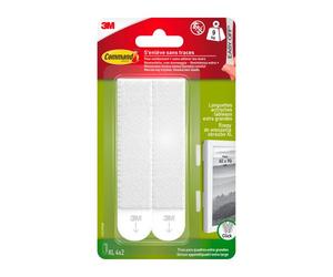 Languettes adhésifs large 3M Command 9kg pour tableaux - Blister de 4 x 2