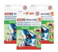 Languettes Adhésives - tesa - Powerstrips Poster - Max 200g - Lot de 20 - Blanc