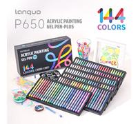LANGUO - ensemble de stylos gel pour peinture acrylique, 144/36 couleurs, 1.0mm, multicolores, pour étudiants, écriture, dessin, marqueurs, papeterie scolaire, P650 54 Colors Box Set