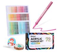 languo Set 72 Marqueurs Peinture Acrylique - Pointe Pinceau Souple | Encre acrylique haute couverture à âme coton - idéale pour dessin, pierre, bois, toile, verre et loisirs créatifs