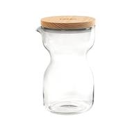 LANGWATER Carafe en Verre 1L - Pichet d'Eau Élégant avec Couvercle en Bois Amovible - Carafe Polyvalente pour Boissons Chaudes/Froides - Résistante au Lave-Vaisselle, Compatible avec Machine The Well