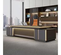 LANGWEI Bureau De Direction en Forme De L, Grand Bureau en Bois De 200 Cm avec Rangement pour Dossiers Suspendus Et Bandes Lumineuses LED, Bureau D'ordinateur Professionnel De Luxe