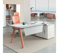 LANGWEI Bureau De Direction en Forme De L, Table D'ordinateur Moderne avec Classeur, Bureau d'angle pour Le Travail Et Les Études À Domicile,79in