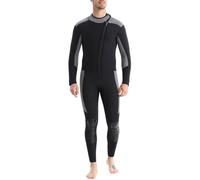 LANGWEI Combinaisons Hommes 1.5Mm Néoprène Une Pièce Fermeture Éclair Avant Combinaison De Plongée sous-Marine Surf Chasse sous-Marine Maillots De Bain pour Sports Nautiques,Gris,M