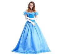 LANGWEI Costume De Reine d'halloween pour Femmes Robe De Princesse De Conte De Fées De Luxe Accessoires De Cosplay,Bleu,XXL