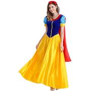 LANGWEI Costumes d'halloween pour Femmes Adultes Robe De Conte De Fées Blanche-Neige Cendrillon Costume De Cosplay,Jaune,XL