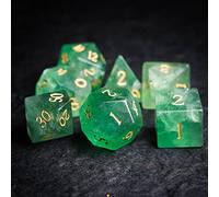LANGWEI Ensemble De Dés du MDN, Dés Polyédriques D&D en Fluorite Assez Verte, Ensemble De Dés De Jeu De Rôle pour Jeux De Table TRPG Jeux De Donjons Et De Dragons du MDN,7 Pcs
