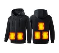 LANGWEI Veste Chauffante À Capuche pour Homme, Manteau d'hiver Chauffant Électrique USB,Noir,M
