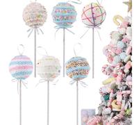 LANGXUN Lot de 6 décorations de Noël Candy Land 2025, 25,4 cm, Sucette à Suspendre pour Sapin de Noël, décorations de Noël, décoration d'intérieur et d'extérieur
