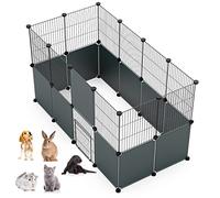 LANGXUN Parc à faire soi-même pour petits animaux, parc pour petits chiens avec porte, cage à lapin, cochon d'Inde, parc pour chiot, chaton | Clôture de cour intérieure et extérieure, 12 panneaux