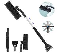 langyoujia Grattoir à Glace et Brosse à Neige, Grattoir à Glace Voiture avec Balai, Brosse à Neige Voiture avec Poignée Rétractable en Mousse pour Voiture, Camion, SUV (Black)