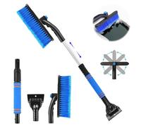 langyoujia Grattoir à Glace et Brosse à Neige, Grattoir à Glace Voiture avec Balai, Brosse à Neige Voiture avec Poignée Rétractable en Mousse pour Voiture, Camion, SUV (Blue)