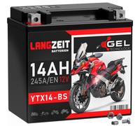 LANGZEIT YTX14-BS batterie moto 12V 14Ah GEL TTX14-BS 51214 remplace 12Ah