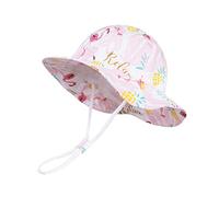 LANGZHEN Bébé Fille réglable bébé Chapeau de Soleil Chapeau de Protection Solaire Enfant Chapeau de Jeu d'été avec Menton à Large Bord (Rose Flamant, 2-4 Ans (52 cm))