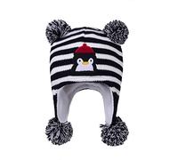 LANGZHEN Chapeau d'hiver pour Jeunes Enfants, Ear Cover Tricot Chapeau Chaud Doublure en Laine Beanie pour garçon et Fille - Noir - 2-4 Ans