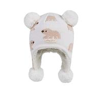 LANGZHEN Chapeau d'hiver pour Jeunes Enfants, Ear Cover Tricot Chapeau Chaud Doublure en Laine Beanie pour garçon et Fille - Blanc - 2-4 Ans