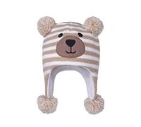 LANGZHEN Chapeau d'hiver pour Jeunes Enfants, Ear Cover Tricot Chapeau Chaud Doublure en Laine Beanie pour garçon et Fille - Beige - 2-4 Ans