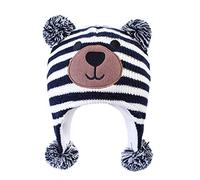 LANGZHEN Chapeau d'hiver pour Les Jeunes Enfants, Ear Cover Tricot Chapeau Chaud Doublure en Laine Beanie pour Les garçons et Les Filles - Bleu - 6-12 Mois