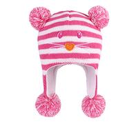LANGZHEN Chapeau d'hiver pour Les Jeunes Enfants, Ear Cover Tricot Chapeau Chaud Doublure en Laine Beanie pour Les garçons et Les Filles, Chat - Rose, 12-24 Mois
