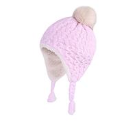 LANGZHEN Chapeau d'hiver pour Les Jeunes Enfants earlflap Tricot Chapeau Chaud Laine doublée Bonnet pour Les garçons et Les Filles Violet Clair 12-24 Mois