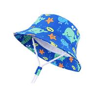 LANGZHEN Chapeau d'ombrage pour Les Enfants garçon Jeune Fille Large Brim Summer Game Cap Menton Lacet bébé Matador (Blue Whale, L: 2T - 4T (52cm / 20.5))