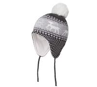 LANGZHEN Christmas Deer Winter Hat for Toddler Pom Pom Beanie Kid Knit Warm Earflap Caps for Baby Boys Grils(Deer-Gray,L(50-52CM/19.69"-20.47"))