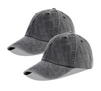 LANGZHEN Unisexe Casquette de Baseball 100% Coton pour Hommes Femmes Lavable Denim réglable Papa Cap (Noir + Noir)