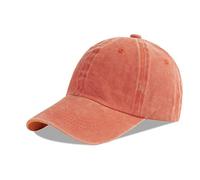 LANGZHEN Unisexe Casquette de Baseball 100% Coton pour Hommes Femmes Lavable Denim réglable Papa Cap (Orange, Large)