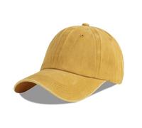 LANGZHEN Unisexe Casquette de Baseball 100% Coton pour Hommes Femmes Lavable Denim réglable Papa Cap (Jaune, Large)