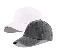 LANGZHEN Unisexe Casquette de Baseball 100% Coton pour Hommes Femmes Lavable Denim réglable Papa Cap (Noir + Blanc, même Taille)