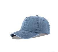 LANGZHEN Unisexe Casquette de Baseball 100% Coton pour Hommes Femmes Lavable Denim réglable Papa Cap (Bleu Denim)