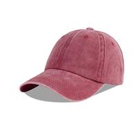 LANGZHEN Unisexe Casquette de Baseball 100% Coton pour Hommes Femmes Lavable Denim réglable Papa Cap (Bourgogne, Large)