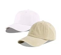 LANGZHEN Unisexe Casquette de Baseball 100% Coton pour Hommes Femmes Lavable Denim réglable Papa Cap (Kaki + Original Blanc)