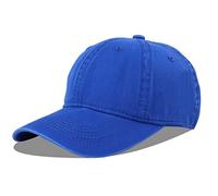 LANGZHEN Unisexe Lavage à l'eau Vintage Trou cassé Coton réglable Couleur Unie Papa Chapeau, Hommes et Femmes Lavage à l'eau Classique Casquette de Baseball (Bleu Saphir)