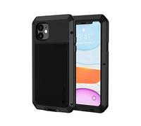 Lanhiem Coque 11, [Antichoc] [Solide et Rigide] Antipoussière Full Body avec du Verre trempé Imperméable IP44 Etui [Compatible Charge sans Fil] - Noir