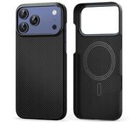 Lanhiem Coque pour iPhone 17 Pro Magnétique, en 600D Fibre Aramide, [Ultra Mince et Léger] Compatible avec Magsafe, Prise en Main Agréable, Minimaliste Housse, Étui pour iPhone 17 Pro, Noir/Gris