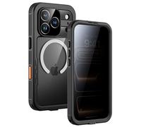 Lanhiem Coque pour iPhone 17 Pro Max Anti Espion, Étanche Antichoc Incassable 360 Intégrale [avec Protection Écran+Camera] Double Renforcé Waterproof Militaire Chantier Antipoussière Pochette Noir