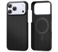 Lanhiem Coque pour iPhone 17 Pro Max, en 600D Fibre D’aramide, [Ultra Mince et Léger] Compatible avec Magsafe, Prise en Main Agréable, Minimaliste Housse, Magnétique Étui pour 17 Pro Max, Noir/Gris