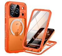 Lanhiem Coque pour iPhone 17 Pro Max/iPhone 18 Pro Max IP68 Étanche,Orange | Imperméable,360 Integrale,Antichoc,Incassable,Waterproof avec Protection écran,Antipoussière,Compatible avec MagSafe,Chantier