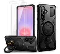 Lanhiem Coque pour Samsung Galaxy A56/A36 2 Verre trempé Antichoc Renforcée | Noir,360° Anneau Support,Résistante Coins,Militaire,Antipoussière,Anti-rayures,Caméra Protection,Ring,Incassable Housse