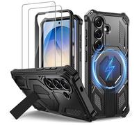 Lanhiem Coque pour Samsung S26 avec 2 Verre Trempé, Magnétique Antichoc Étui de Militaire Protection, Support Renforcée Armure Etui pour Samsung Galaxy S26 Housse, Noir