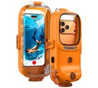 Lanhiem Pochette Étanche 15M [Universelle] Coque Téléphone IPX8 Plongée Compatible avec Bluetooth Professionnel Étui pour iPhone Samsung XiaoMi Google et Smartphone 4.7-6.9'' sous Marine Housse,Orange