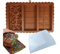 LANHUIYY-3 en 1Moule Tablette Chocolat，Moule Tablette Chocolat Dubai,Moule Tablette Chocolat, 1 Pièces Moule Tablette Chocolat en Silicone+1 Grattoir. pour pieces en Chocolat Maison.(GJMJ-01)