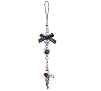 Lanière à breloques pour téléphone Halloween avec pendentif chauve-souris avec nœud papillon pour femme et fille - Corde courte anti-perte - Porte-clés chauve-souris