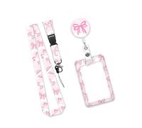 Lanière avec étui pour cartes d'identité - Imprimé papillon - Porte-badge rétractable en ABS avec sangle tour de cou amovible - Porte-badge de bureau avec lanière amovible