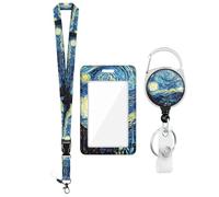Lanière avec porte-carte d'identité - Porte-badge rétractable en polyester avec lanière | Badges rétractables portables anti-chute, pour carte d'accès pour infirmière et enseignante, cordon