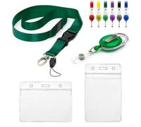 Lanière avec porte-cartes, lot de 4 pièces, comprend 1 cordon de sécurité amovible, 1 clip rétractable pour bobine Yo Yo, 2 badges d'identification transparents imperméables sur