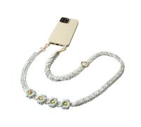 Lanière de marguerite pour clés, sangle de poignet réglable, cordon de téléphone bohème, sangle de marguerite tissée, cordon de téléphone portable pour femme, lanière florale pour clés, sangle de