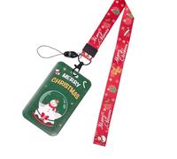 Lanière de Noël avec porte-carte - Lanière tour de cou - Badge bonhomme de neige pour infirmières, enseignants, étudiants, porte-cartes, badge bonhomme de neige